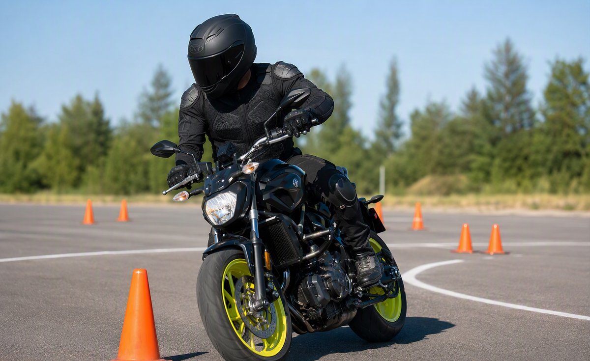 Élève motard équipé pour la formation moto 20 heures